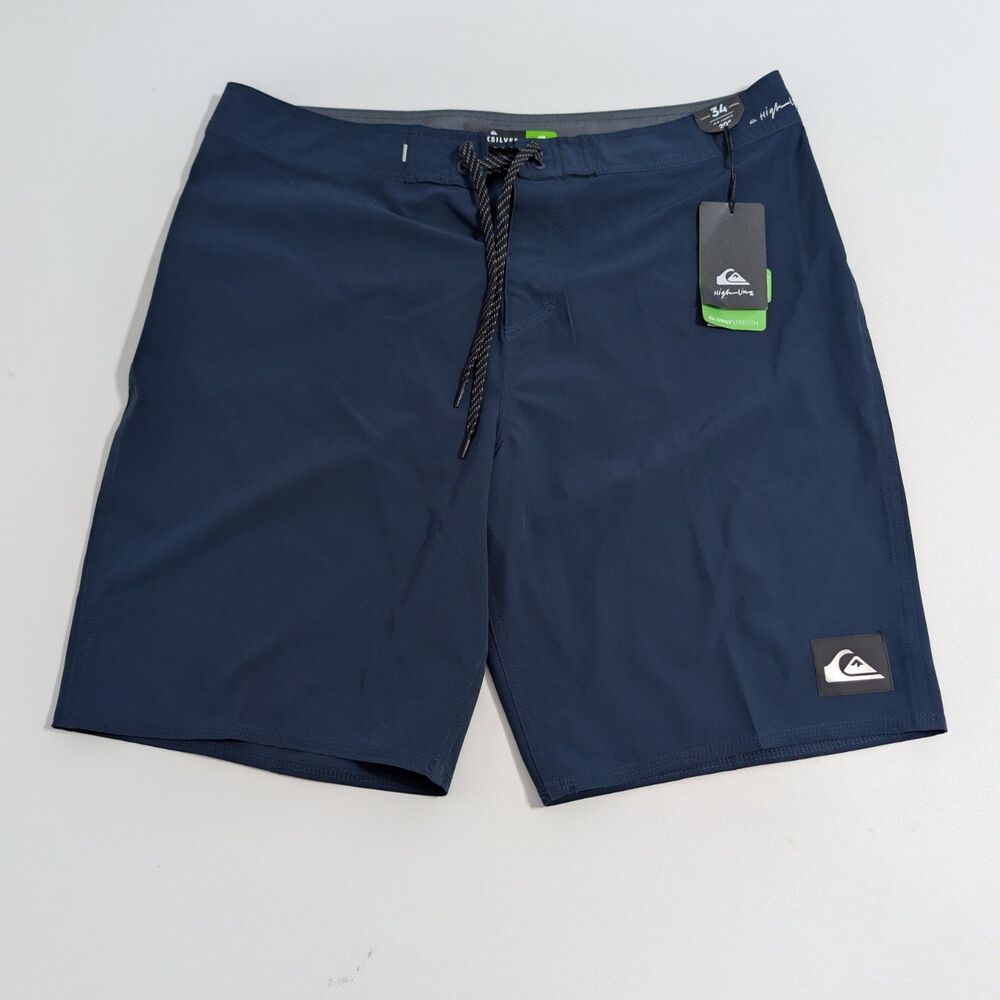 NWT Quiksilver swim suit board shorts Highline Kaimana Size 34 Navy Blue NEW